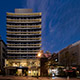 External view of the hotel at night